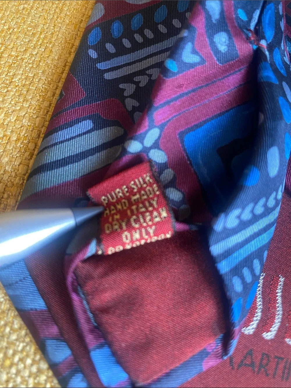 Alviero Martini Men's Silk Geometric Tie Blue & Burgundy Italy